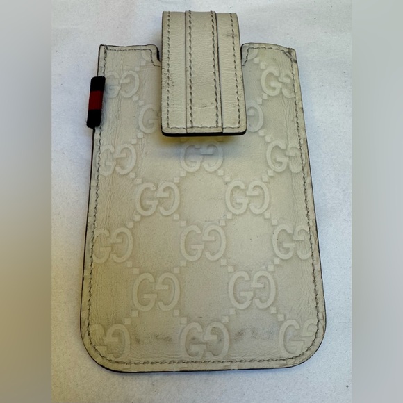GUCCI Vintage Leather embossed logo Money Clip~on Wallet/Card Case Italy 🇮🇹 - Picture 1 of 13